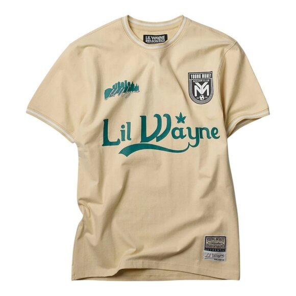 Lil Wayne Young Money YMCMB Soccer Jersey Tee Shirt Weezy Khaki Men's - Picture 1 of 9